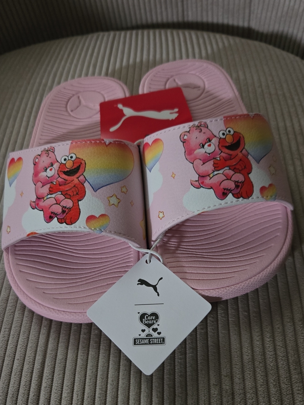 Puma Pink Care Bears x Sesame Street Graphic Slide Sandals